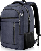 Travel Backpack, 40L Business Laptop Backpack with 17.3 Inch Laptop Compartment, Lightweight Daypack for Flight, Durable Water Resistant Bookbag, Hiking, Work Backpack for men, Blue