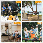 GREGIN Camping Table with Mesh Desktop, Lightweight & Portable Folding Grill Table, Height Adjustable Metal Outdoor Table for Camp, Cooking, BBQ, RV, Picnic-3 FT Black