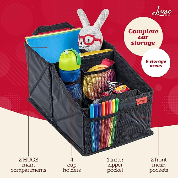 Lusso Gear Car Seat Organizer for Front or Backseat - Great for Adults & Kids, Features 9 Storage Compartments for Toys, Magazines, Tissues, Maps, Books, Documents, Games & More (Planets)