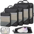 PFEYRPK Lightweight Compression Packing Cubes for Suitcases, Compressible Expandable Travel Packing Organizer with Clear Toiletries and Backpack Bag, Travel Essentials for Carry on Luggage 7 Set