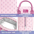 Fit & Fresh Bloomington Lunch Bag for Women - Insulated Large Lunch Box for Work with Containers, Leak-Resistant, Stain-Resistant, Zipper Closure, Tiny Pink Flowers