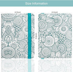 WALNEW Passport Holder for Travel, RFID Passport Cover Wallet for Women Men, PU Leather Passport Book Card Holder Case with Pen (Elastic Band Closure, D-Green Petals)