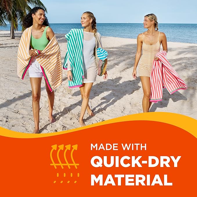 Kaufman - Colorful Racing Striped Beach & Pool Towel - Extra Large Beach Towel - Soft & Absorbent 100% Cotton Towels - Assorted Colors - 32" x 62" - 12 Pack