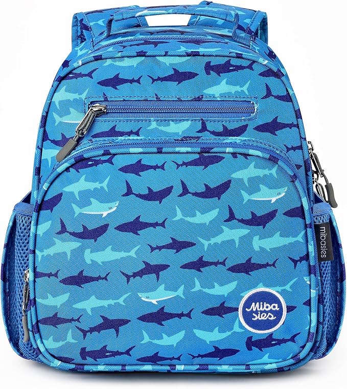 mibasies Toddler Backpack for Boys 2-4: Preschool Kindergarten Backpack - Cute Kids Backpacks for Boys - Shark Blue