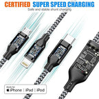 Xnewcable Multi Charging Cable 4ft 2Pack 3 in 1 Charger Cord, Multiple Rapid Nylon Braided Cable USB Charging Cable Multi Phone Charger Cord with Type C Micro Lightning USB Connectors for Cell Phones