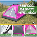 2 Person Camping Tent with Rain Fly and Carrying Bag – Lightweight Outdoor Pop Up Tents for Camping Essentials, Music Festivals, Backpacking, Hiking, or Beach Shelter by Wakeman Outdoors