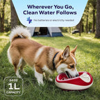 Filtered Portable Dog Water Dispenser [Upgraded 2026], 1L / 34oz, Automatic Pet Water Dispenser, No Spill, Noise-Free Dog Water Bowl Dispenser, No Power, Ideal for Small Pets