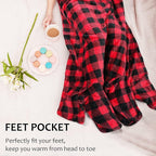 Tirrinia Travel Blanket Pillow - Wearable Airplane Blanket with Feet Pockets for Long Flights, Airplane Accessories Blanket Robe for Women and Men, Gift for Her