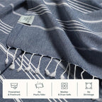 WETCAT Turkish Beach Towel Oversized (38"x71") 100% Turkish Cotton, Made in Turkey - Sand Free, Extra Large, Ultra Soft, Quick Drying, Compact & Lightweight for Travel - Dark Blue