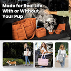 rubyloo Puffer Dog Travel Bag for Dog Moms – Doggy Diaper Bag with Pet Bowls & Food Storage or Everyday Puffy Tote – Doggy Mom Gifts for Women – Lightweight, Travel-Ready Gift for Pet Lovers - Rust