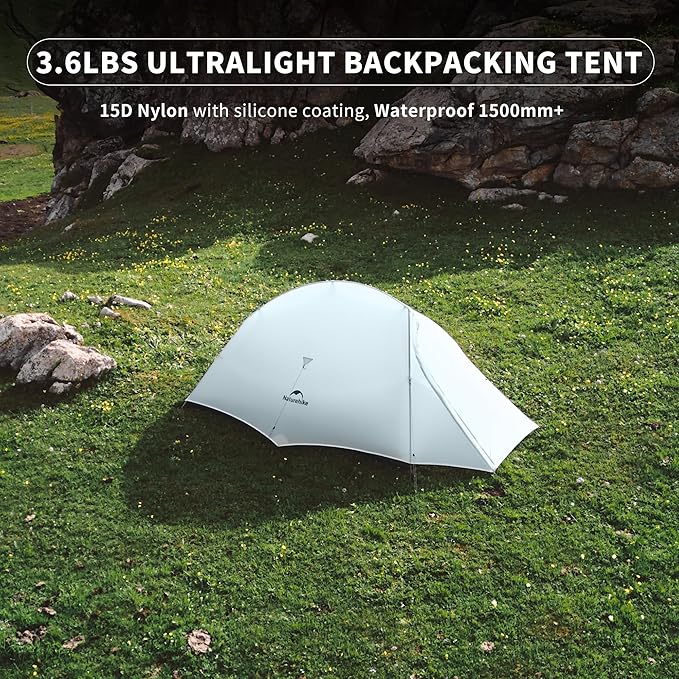 Naturehike Cloud-Up Tent Lightweight Backpacking Tent with Footprint - Free Standing Ultralight Camping Hiking Backpack Tents