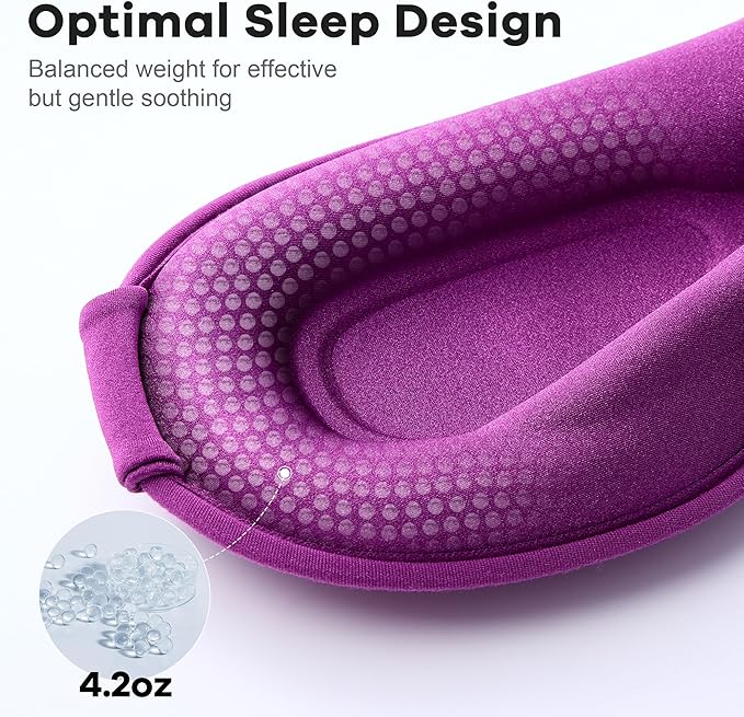 Weighted Eye Mask for Sleeping 2 Pack: Gentle Pressure Blackout Sleep Mask with 3D Contoured Cups, Zero Eye Pressure Sleep Mask for Lash Extensions, Memory Foam Travel Mask, Black Purple