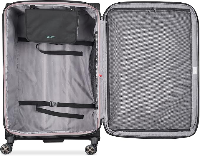 DELSEY PARIS Helium DLX Softside Expandable Luggage with Spinner Wheels, Navy Blue, 3 Piece Set (20/25/29)