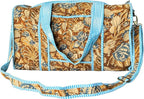 ATOSII Large Duffle Bag, Handblock Print 100% Quilted Cotton for Overnight Trip, Travel Weekender, Luggage, 2 Pockets with Zipper, 1 Front Pocket, Detachable Long Strap, 20 X 10 X 12 Inches, Sienna