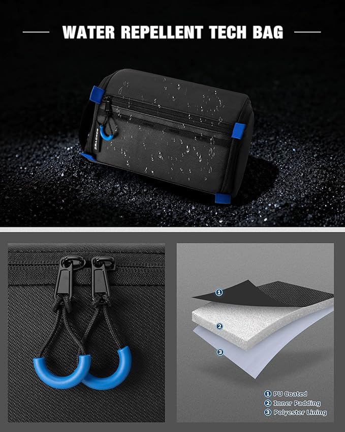 Smasrob Electronics Organizer Travel Case, Water Resistant Tech Bag Charger Pouch for Cord, Cable, Cards, Phone, Airpods, Black