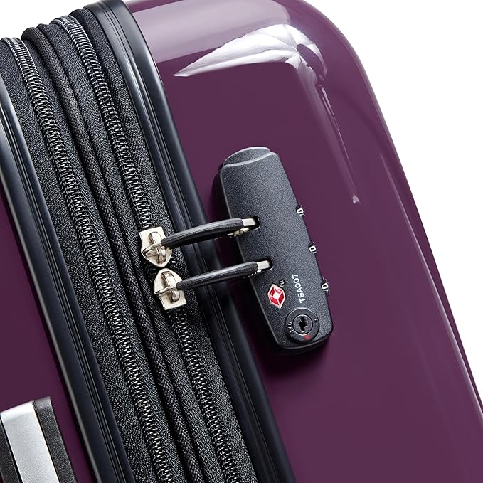 DELSEY PARIS Helium Aero Hardside Expandable Luggage with Spinner Wheels, Plum, Carry-On Plus 21 Inch