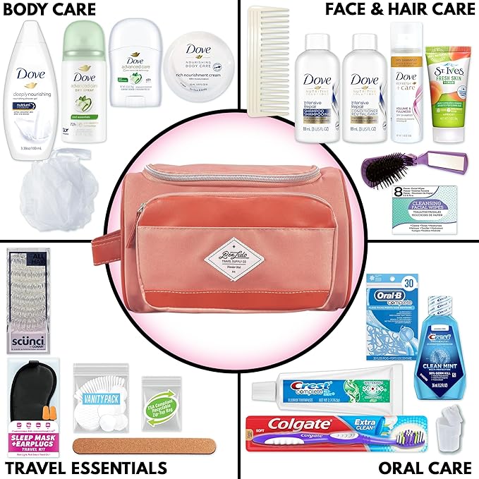 Convenience Kits International Women’s Super Premium 30 PC Travel Kit Featuring: Ensemble of Travel-Size Hair Care and Body Products in Large Toiletry Bag (802)
