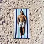 COTTON CRAFT Oversized Beach Towels - 2 Pack XXL 35x84 - The Big Kahuna 7 Foot Extra Large Beach Blanket Towel - Big & Tall - Huge 100% Cotton Velour Plush Soft Luxury Towel - Cabana Stripe Blue