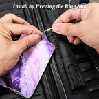 Luggage Tags for Suitcases, 2 Pack Cute PU Leather Luggage Tag TSA Approved with Stainless Steel Loop and Address Card Baggage Tag for Travel&Cruise Ships&Shipping Lavender Marble, by Chelmon