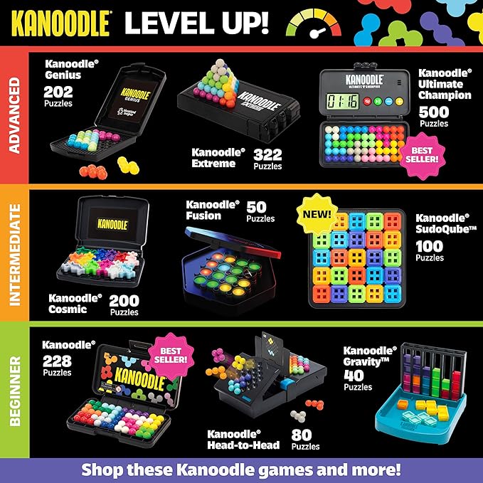 Educational Insights Kanoodle - 3D Brain Teaser Puzzles for Kids, Spatial Puzzle Games for Adults, Teens and Kids, Problem Solving Toys and Logic Puzzles, Single Player Games (Pack of 2)