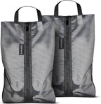 Travel Shoe Bags, Water Resistant TPU Mesh with Zipper, Travel Essentials for Men & Women (Black, 2 Set)