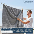 LANE LINEN Beach Blanket – Sand-Free, Extra-Large Picnic Mat, Quick-Dry, Pre-Washed Design (82"x82"), Beach Essentials for Family Picnics and Poolside Relaxation, Machine Washable – Smoky Black
