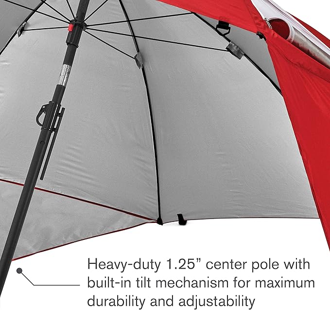 Sport-Brella Premiere UPF 50+ Umbrella Shelter with Patented Side Panels and Tilt Mechanism, Heavy-Duty 1.25 Inch Center Pole, Auger Anchor for Sand and Grass