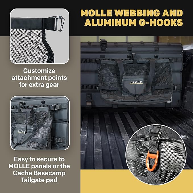 Cache Taxi-Way Tactical Mesh Tote Bag, Large Gym & Travel Bag with MOLLE Webbing (35L), Multi-Pocket Storage, Water Bottle Holder, Magnetic Closure