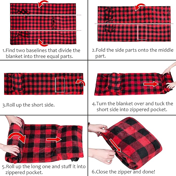 Tirrinia Travel Blanket Pillow - Wearable Airplane Blanket with Feet Pockets for Long Flights, Airplane Accessories Blanket Robe for Women and Men, Gift for Her