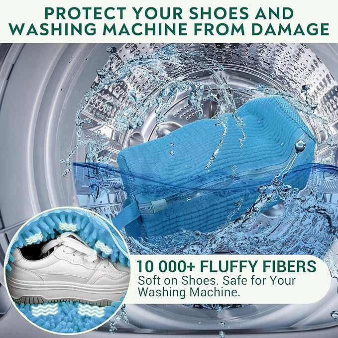 Shoe Washing Machine Bag - Set of 2 Shoe Washing Bags, 360° Deep Clean Shoes Laundry Bag, Reusable Shoe Bag for Washing Machine, Sneaker washing machine bags, Blue
