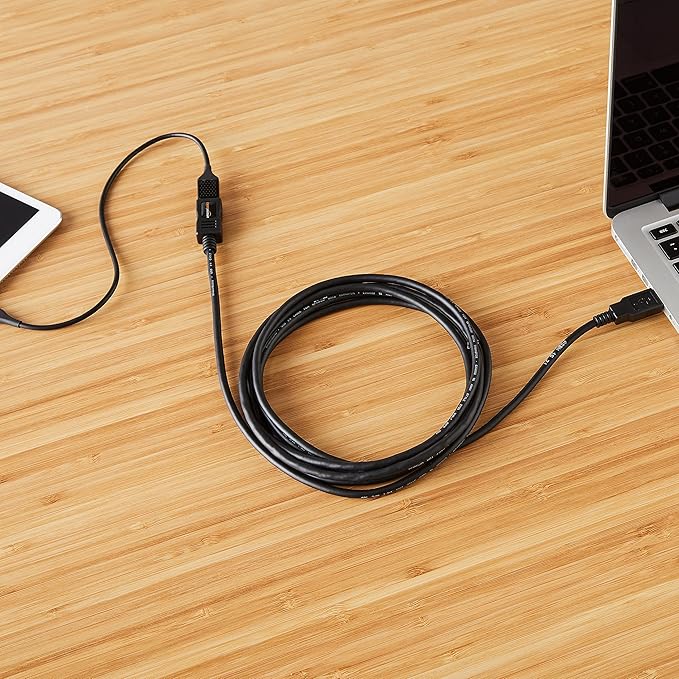 Amazon Basics USB-A 2.0 Extension Cable, Male to Female, 480Mbps Transfer Speed, USB Extender, Extra Long 9.8 Foot, Black