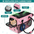 PetAmi Dog Purse Carrier for Small Dogs Cats, TSA Airline Approved Soft-Sided Pet Carrier with Pockets, Ventilated Travel Tote Bag with Bed & Shoulder Strap, Puppy Kitten, Max 12 lbs, Pink