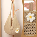 Premillow Crochet Beach Bags for Women, Summer Beach Tote Bag, Mesh Cute Beach Purse, Aesthetic Knit Bag Handbag Shoulder Bag