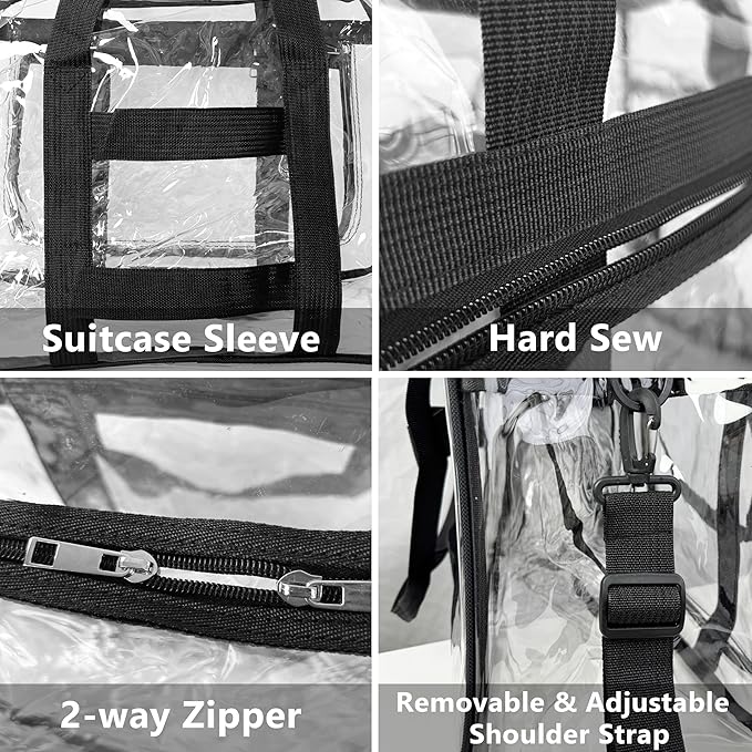 Large Clear Beach Bag with Shoe Compartment, Clear Duffle Heavy Duty Bag Gym Tote Travel Bag for Women Men