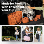 rubyloo Puffer Dog Travel Bag for Dog Moms – Doggy Diaper Bag with Pet Bowls & Food Storage or Everyday Puffy Tote – Doggy Mom Gifts for Women – Lightweight, Travel-Ready Gift for Pet Lovers - Black