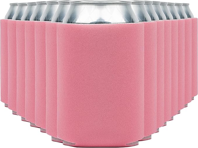 Blank Beer Can Cooler Sleeves (60-Pack) - Soft Insulated Coolies, HTV Friendly Koolies in Bulk for Cans & Bottles - Coolie Blanks for Vinyl Projects & Wedding Favors (Salmon)