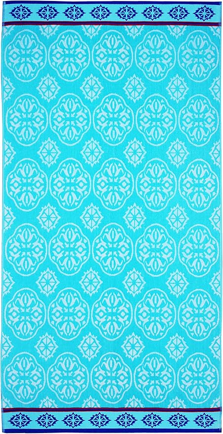 COTTON CRAFT Large Beach Towel - 4 Pack 100% Cotton Velour Jacquard - Pool Picnic Bath Travel Beach Towel - Plush Super Soft Absorbent Quick Dry Luxury - 450 GSM - 32x63 - Multi Color