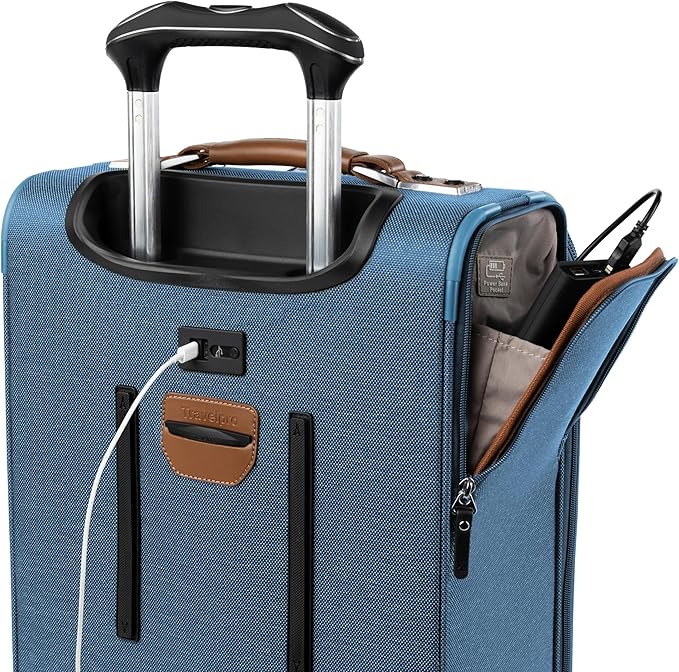 Travelpro Platinum Elite Softside Expandable Luggage, 8 Wheel Spinner Suitcase, TSA Lock, Men and Women, Coastal Blue, 2-Piece Set (21/25)