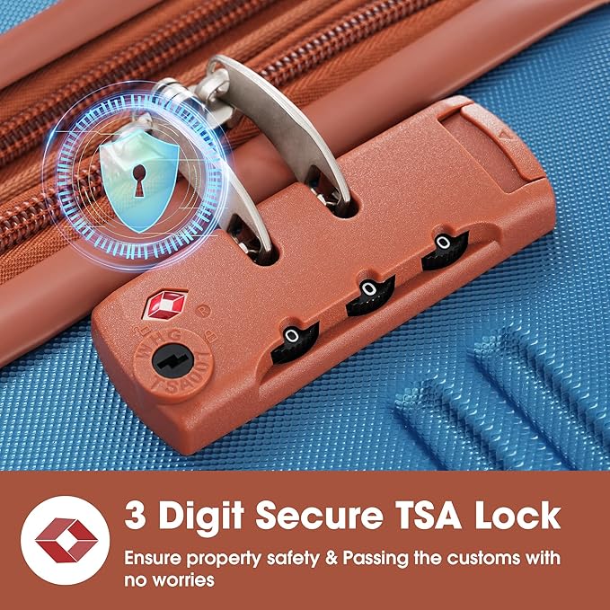 3 Piece Luggage Sets Hardside Spinner Suit Case with TSA Lock 20" 24' 28" Available