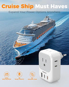 TESSAN Switzerland Travel Plug Adapter PD 20W, 2 Pack Type J Switzerland Power Adapter with 4 Outlets 3 USB (2 USB-C), Swiss Plug for US to Rwanda Jordan Liechtenstein Madagascar, Travel Essentials