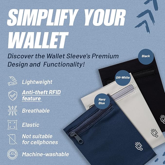 Wallet Sleeve, Wallet Wristband - Anti-Pickpocket -RFID Anti-theft - Lightweight -Perfect for Travel, Running, Hiking,3 Pack