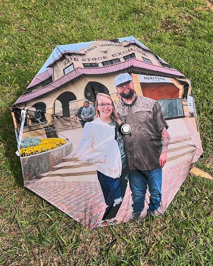CanvasChamp Custom Umbrella with Photo & Text - Personalized Folding Umbrella for Sun, Rain & Travel