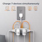 TESSAN Short Extension Cord 0.5Ft, Flat Plug Outlet Extender with 4 Widely AC with 3 USB Ports (2 USB C), Multi Plug Small Power Strip for Travel, Home, College Dorm Essentials, Gray