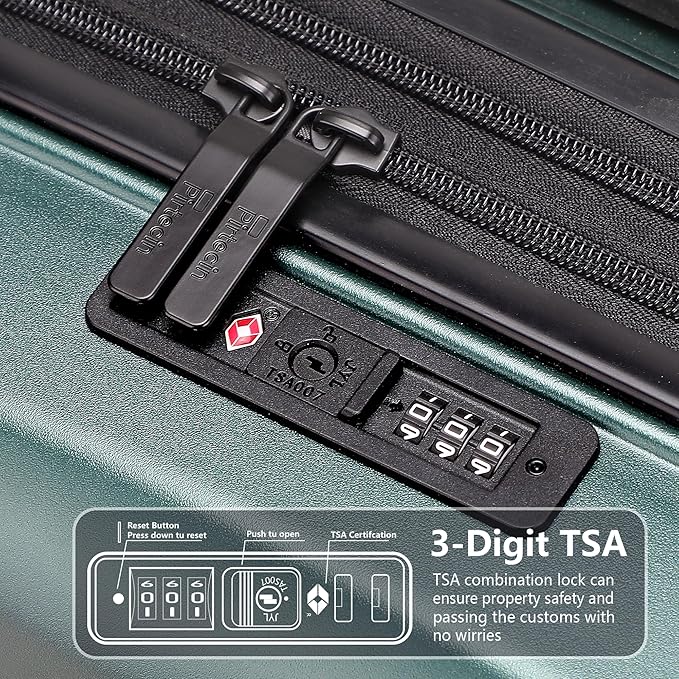 20 Inch Lightweight Expandable Carry On Luggage, PC Hardside Suitcase with Spinner Wheels & TSA Lock, Carry-on 20-Inch, Green