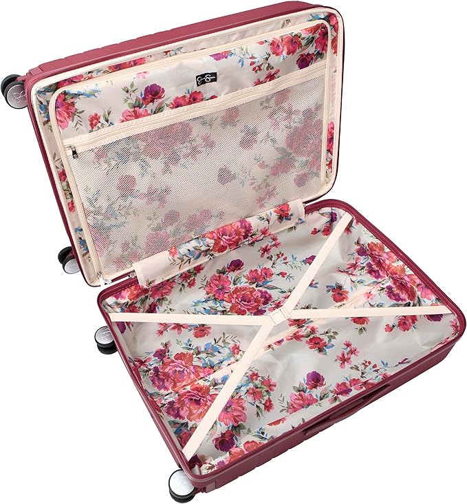 Jessica Simpson Countryside 30" Expandable 8-Wheel Spinner Large Checked Luggage Suitcase, Burnt Russet