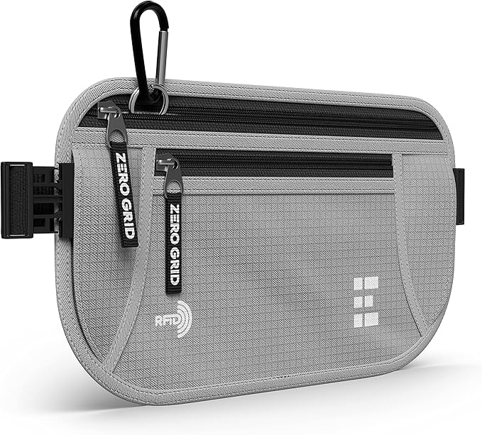 Money Belt for Secure Travel - RFID Blocking Slim Passport Holder - Hidden Waist Pouch for Cash, Credit Cards, Documents - Concealable Under Clothes, Water-Resistant Slim Fanny Pack for Men and Women