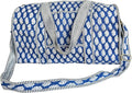 ATOSII Large Duffle Bag, Handblock Print 100% Quilted Cotton for Overnight Trip, Travel Weekender, Luggage, 2 Pockets with Zipper, 1 Front Pocket, Detachable Long Strap, 20 X 10 X 12 Inches, Celeste