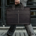 LEATHER VILLAGE 18" Leather Laptop Messenger Briefcase Bag for Men-Leather Satchel for Travel and Office Shoulder Bag- Black