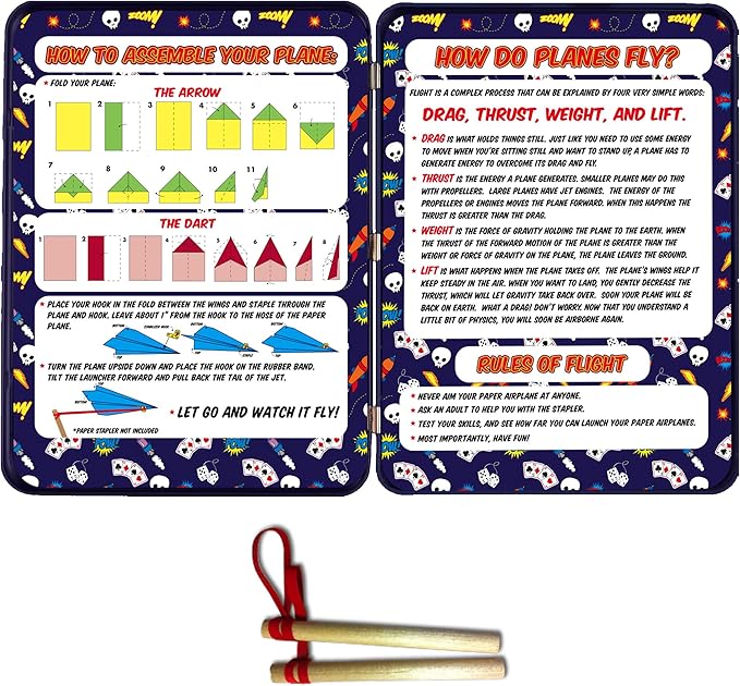 TS Shure by Bendon Slingshot Airplanes Educational Activity Tin with Stabilizer Hooks and Slingshots 50511