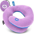 BCOZZY Kids Chin Supporting Travel Pillow for Ages 8–12- Patented Soft Neck Pillow for Head and Chin Support in Car Seat and Airplane. Comfortable Travel Essential. Medium Size, Bag, Light Purple